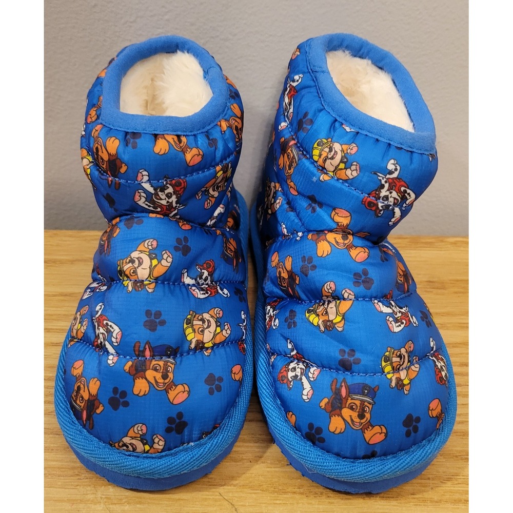 Paw Patrol Toddler Size 8 Blue Boot Slippers Aldi Exclusive Faux Fur Lining